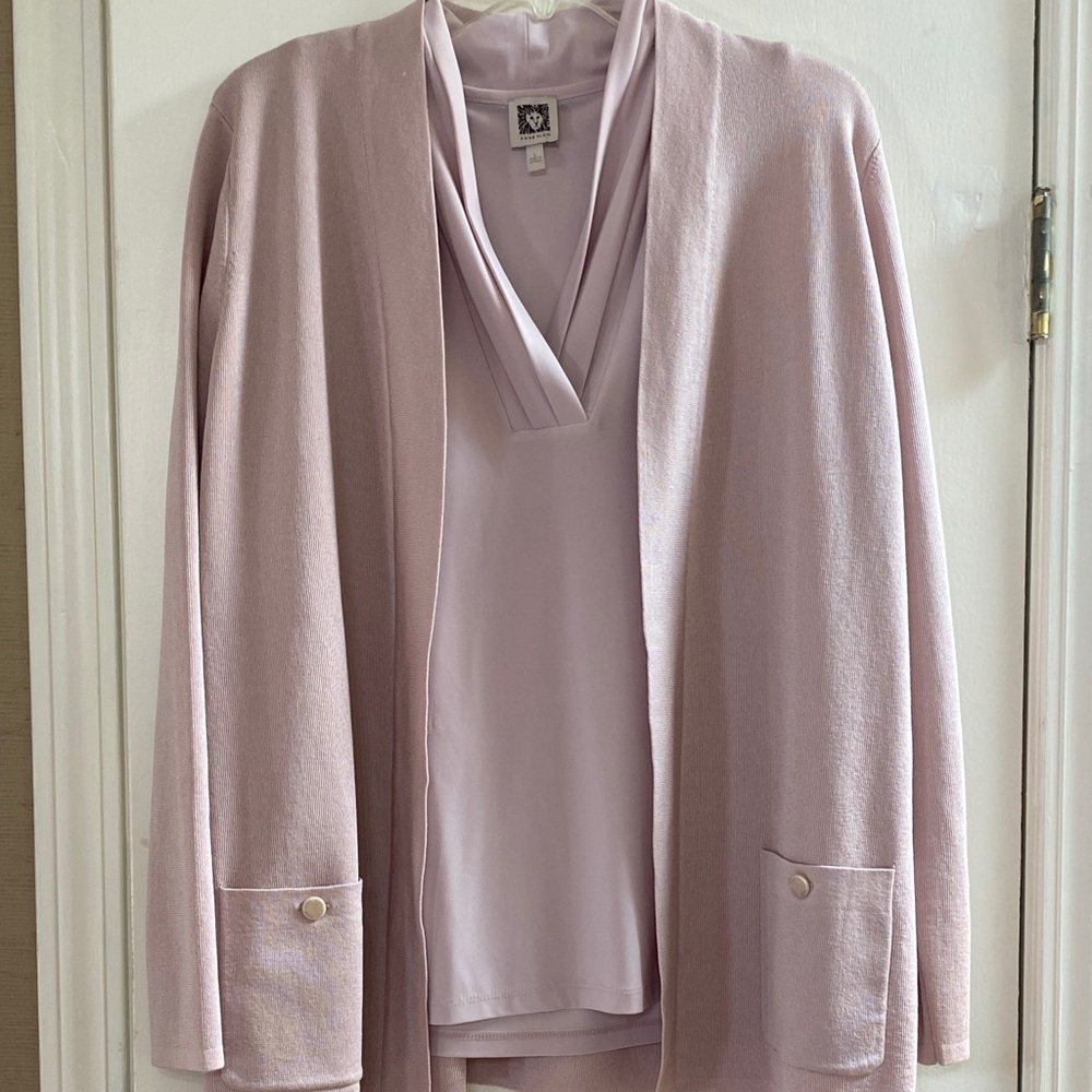 Light taupe Pink Cardigan and Top Set